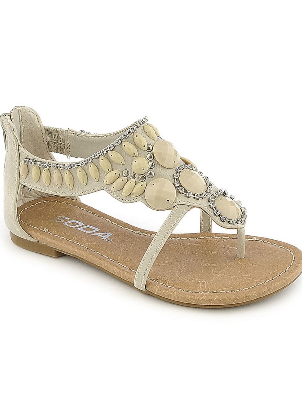 Soda Cream Jeweled Thong Sandals